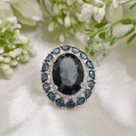 4.0 CT Oval Cut Halo Cluster Style London Blue Topaz Ring 3