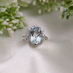3.0 CT Oval Cut Halo Style Aquamarine Ring 3