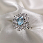 2.0 CT Oval Cut Floral Style  Aquamarine Ring 3