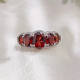 5.0 TCW Oval Cut Pave Style Red Garnets Engagement Rings 1