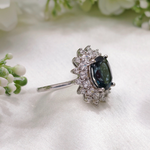 3.0 CT Oval Cut Cluster Style Blue Topaz Ring 3