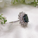 3.0 CT Oval Cut Cluster Style Blue Topaz Ring 3