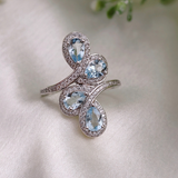 2.0 TCW Pear & Round Cut Aquamarine Ring 3