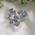 3.5 TCW Oval Cut Floral Style Blue Topaz Ring 3