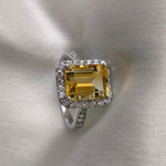 3 CT Emerald Cut Pave Style Citrine Ring 3