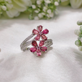 2.5 TCW Pear Stones Flower Style Pink Tourmaline Ring 3