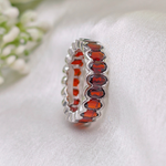 3 TCW Oval Red Garnets Full Eternity Wedding Band 3