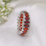 3 TCW Oval Red Garnets Full Eternity Wedding Band 3