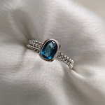 1.0 CT Oval Cut Pave BlueTopaz Ring 1