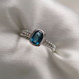 1.0 CT Oval Cut Pave BlueTopaz Ring 1