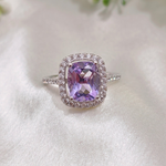2.0 CT Cushion Cut Halo & Pave Style Pale Amethyst Ring 3