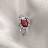 2.0 CT Emerald Cut Pave Style Red Garnet Ring 3