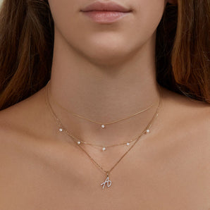 0.50 CT Round Moissanite Diamond Dangle Necklace in Solid Gold