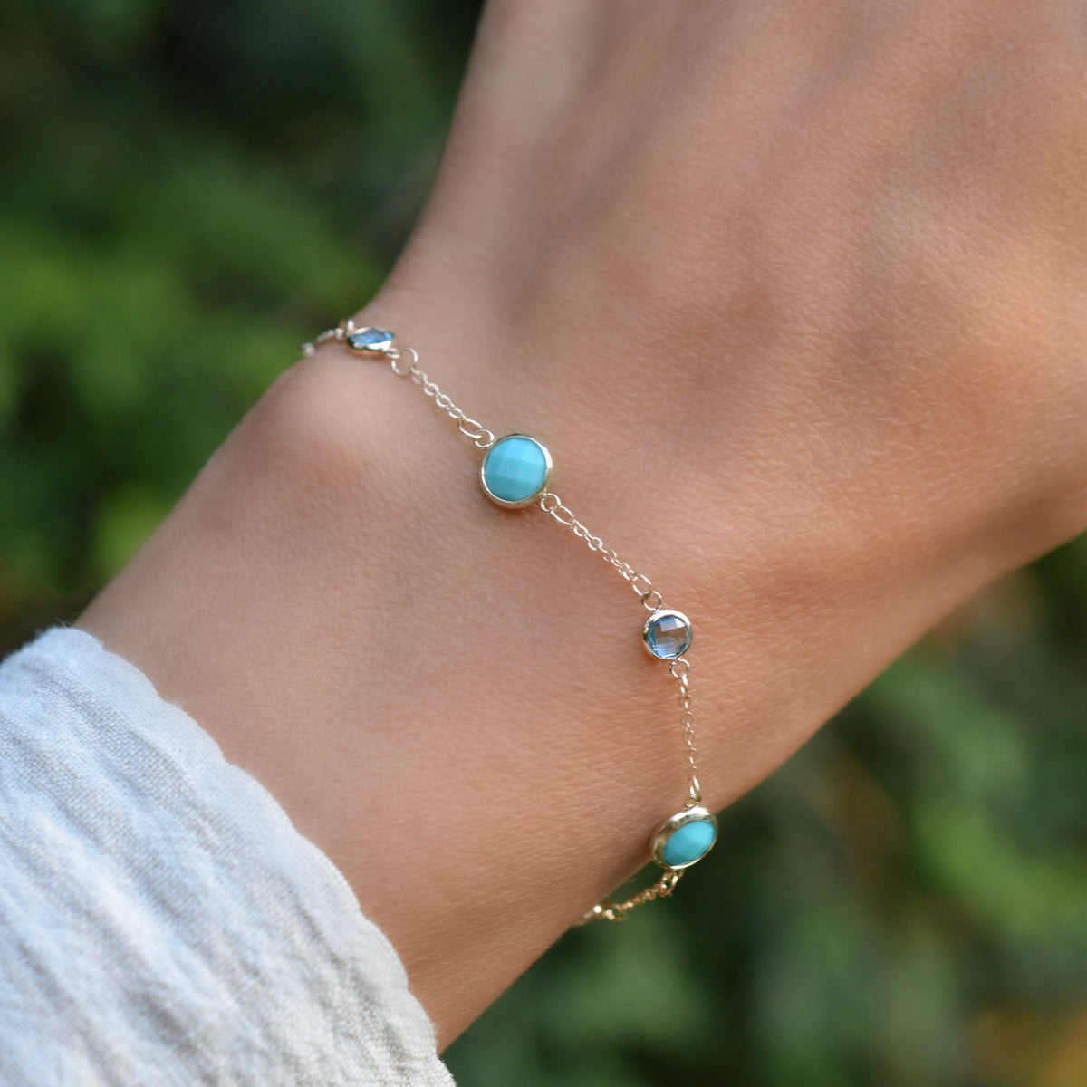 3.7 TCW Round Topaz Lab Made Diamond- December Birthstone Bracelet 2