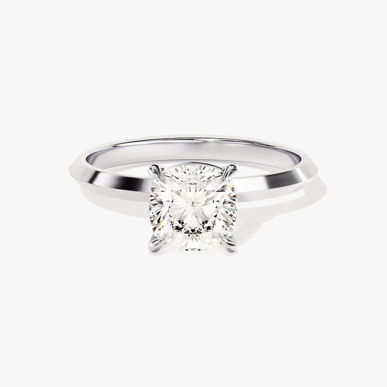 Stunning 1.0-2.0 CT Cushion Moissanite Engagement Ring with Solitaire Design 4