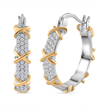 Round Cut Cubic Zirconia in 925 Sterling Silver Earrings 1