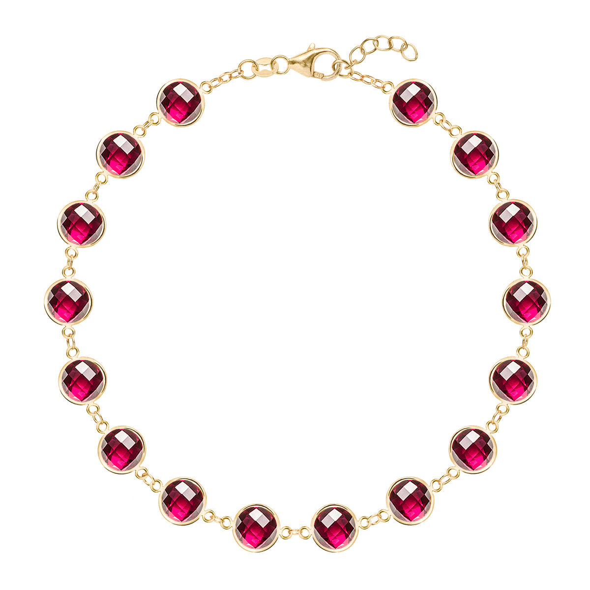 Round Ruby Lab Made Diamond- July Birthstone Dainty Bracelet 1