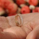 0.5 TCW Emerald Cut Pave Moissanite Bridal Wedding Band 4