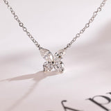 0.30 TCW Round & Marquise Moissanite Diamond Leaf Pendant Necklace in Solid Gold 2