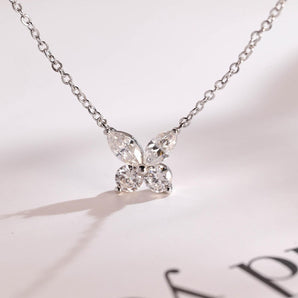 0.30 TCW Round & Marquise Moissanite Diamond Leaf Pendant Necklace in Solid Gold