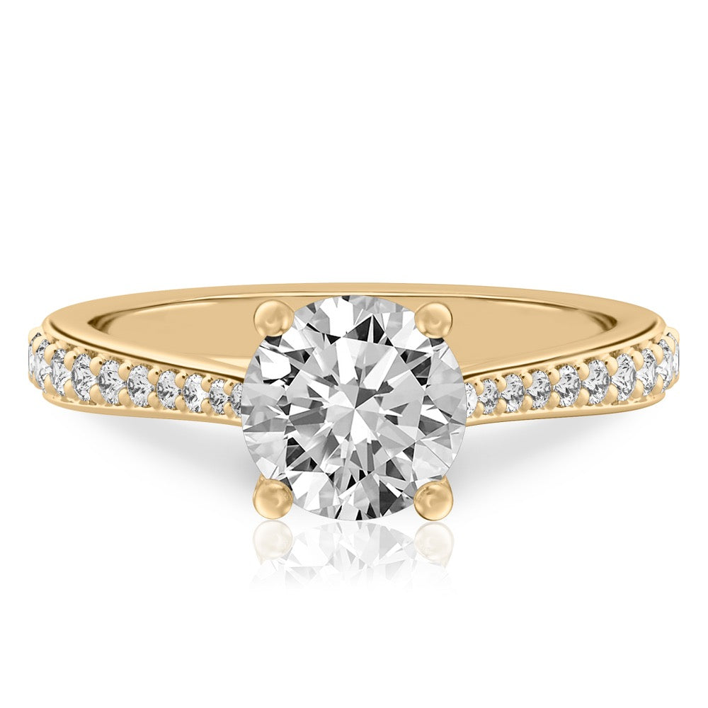 Stunning 1.0- 2.0 CT Round Moissanite Engagement Ring with Pave Design 1