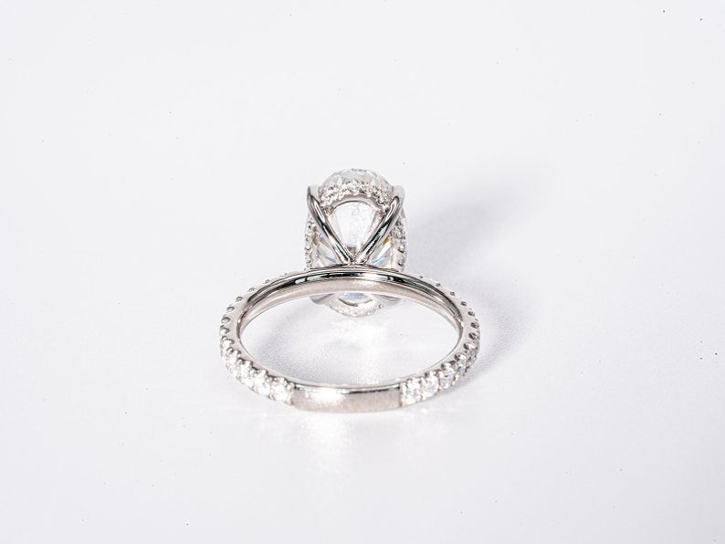 Stunning 3.50 CT Oval Cut Moissanite Engagement Ring with Hidden Halo & Pave Design 2