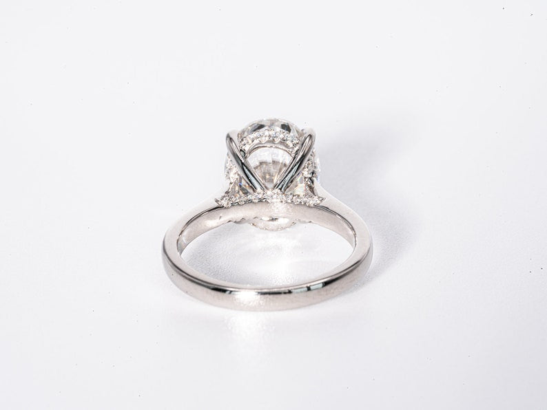 Stunning 4.0 CT Oval Shape Moissanite Engagement Ring with Hidden Halo Design 2
