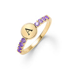 0.96 TCW Round Amethyst Lab Made Diamond- February Birthstone Ring 1