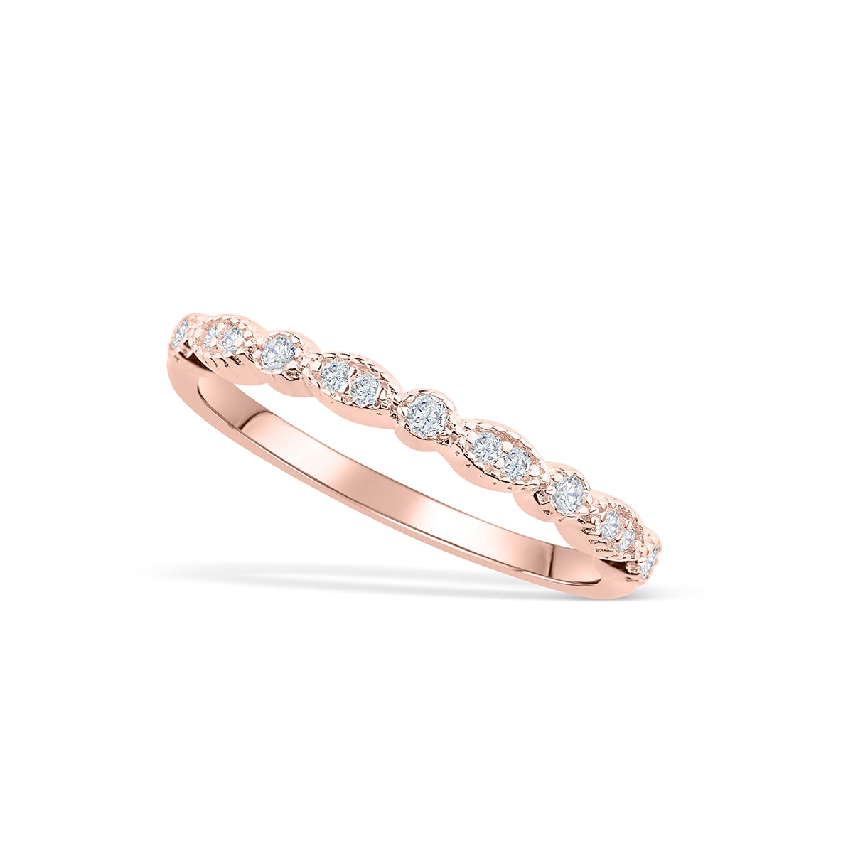 Stunning 0.2 TCW  Round Moissanite Stones in Half Eternity Wedding Band 2