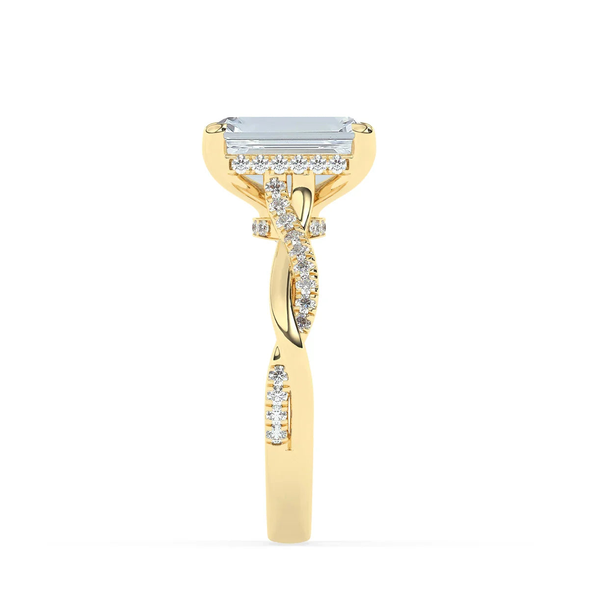Stunning 3.0 CT Emerald Moissanite Engagement Ring with Hidden Halo & Twisted Pave Design 5