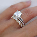 Stunning 0.4 TCW Baguette, Round & Marquise Moissanite Stones Half Eternity Wedding Band 3
