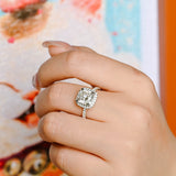 Stunning 2.5 CT Cushion Cut Moissanite Engagement Ring with Halo & Pave Design 10