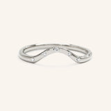 Stunning 0.1  TCW Round Moissanite Stones Curved Wedding Bands 4