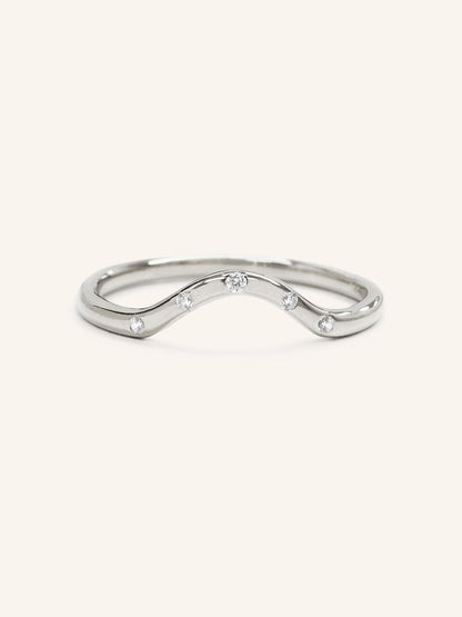 Stunning 0.1  TCW Round Moissanite Stones Curved Wedding Bands 4