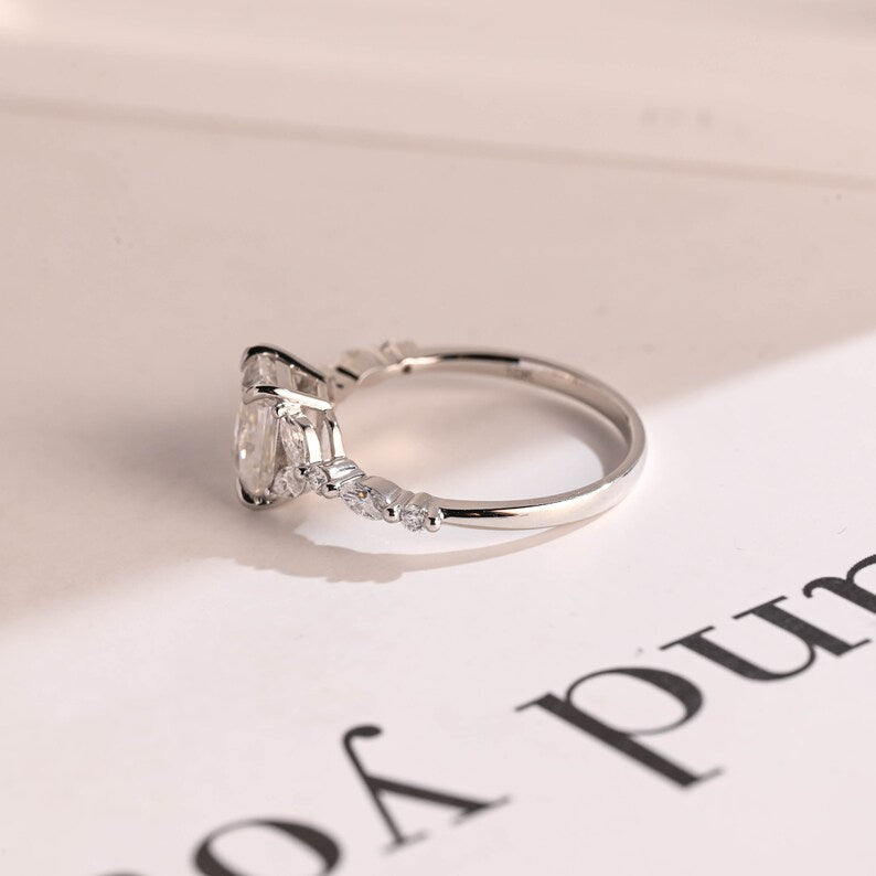 Stunning 1.0 - 2.0 CT Radiant Moissanite Engagement Ring with Double Shank & Pave Design 10