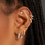 1.0 TCW Round Cut Moissanite Huggies Earrings in Gold 8