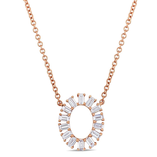 Round Cut Cubic Zirconia in 925 Sterling Silver Necklace 1