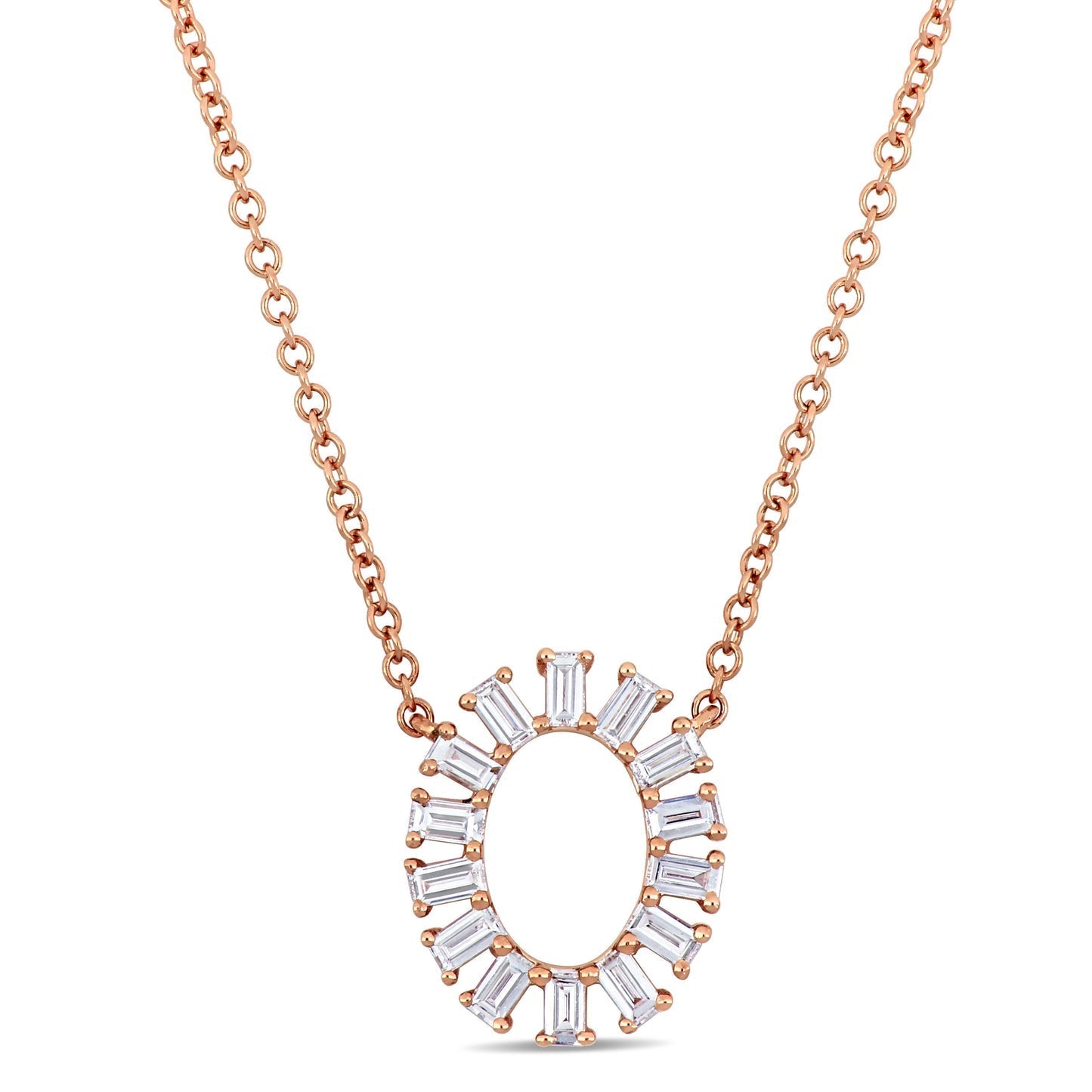 Round Cut Cubic Zirconia in 925 Sterling Silver Necklace 8