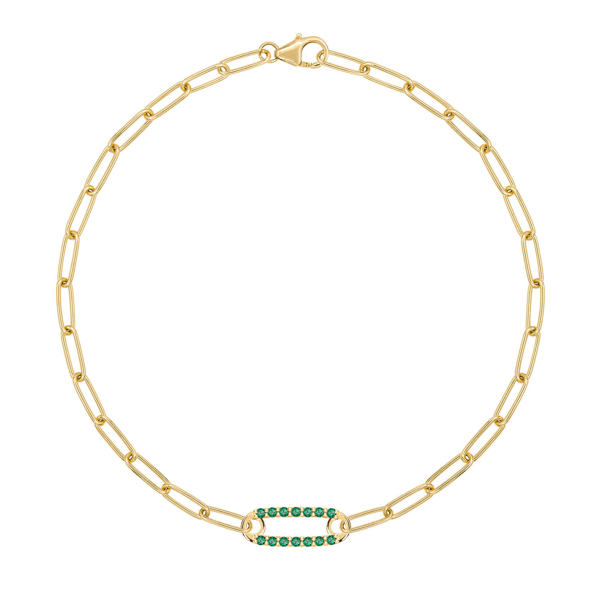 1.5 TCW Round Emerald Lab Made Diamond-May Birthstone Chain Bracelet 1