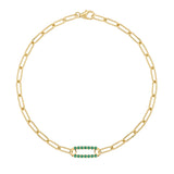 1.5 TCW Round Emerald Lab Made Diamond-May Birthstone Chain Bracelet 1