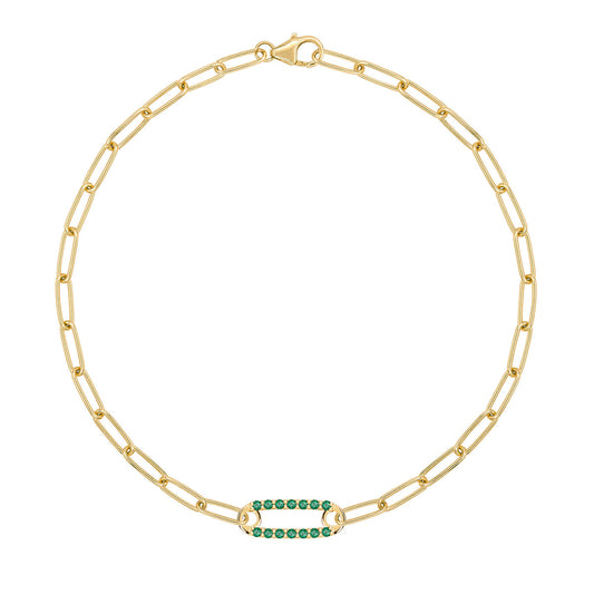 1.5 TCW Round Emerald Lab Made Diamond-May Birthstone Chain Bracelet 1