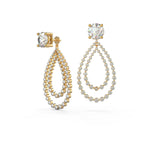 1.10 TCW Round Cut Moissanite Open Double Pear Jacket Earrings in Gold 3