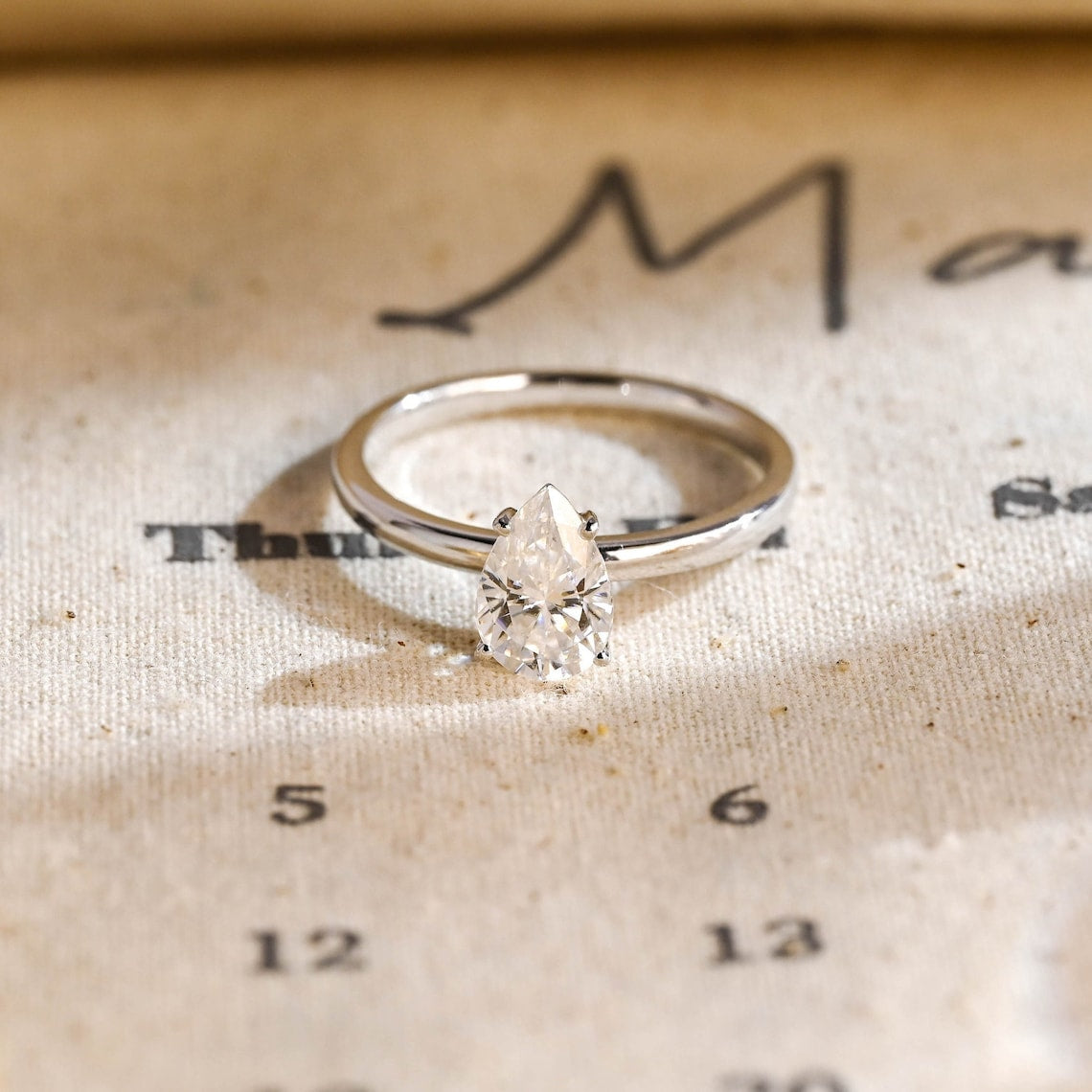 Stunning 2.0 CT Pear Moissanite Engagement Ring with Solitaire Design 1