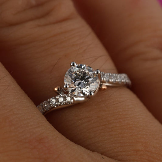 Stunning 0.50 CT Round Moissanite Engagement Ring with Pave Design 2