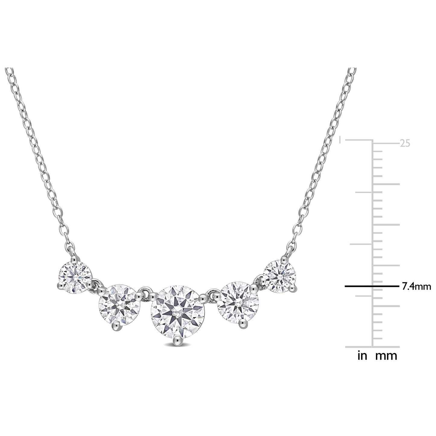 Round Cut Cubic Zirconia in 925 Sterling Silver Necklace 2