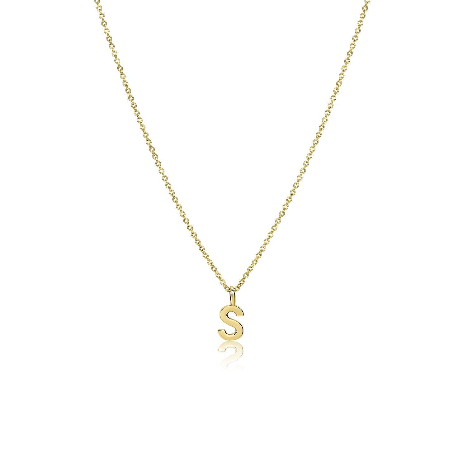Customize Letter 'S' Necklace in Solid Gold 2