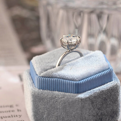 Stunning 3.0 CT Round Moissanite Engagement Ring with Hidden Halo Design 7