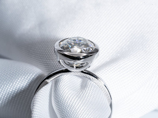 Classic 3.0 CT Oval Moissanite Engagement Ring with Bezel Design 2