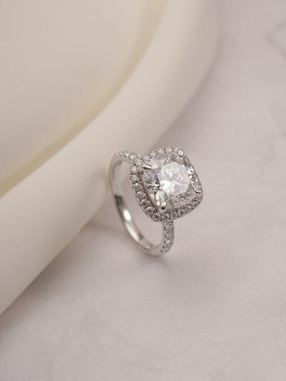 Stunning 1.0 - 2.0 CT Cushion Moissanite Engagement Ring with Pave & Halo Design 3