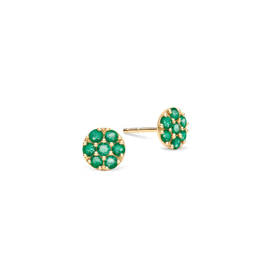 0.42 TCW Round Emerald Lab Made Diamond-May Birthstone Floral Stud Earrings 1